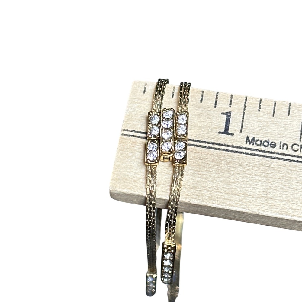 Monet Gold Tone Multi Strand Rhinestone Bar Bracelet Vintage Style